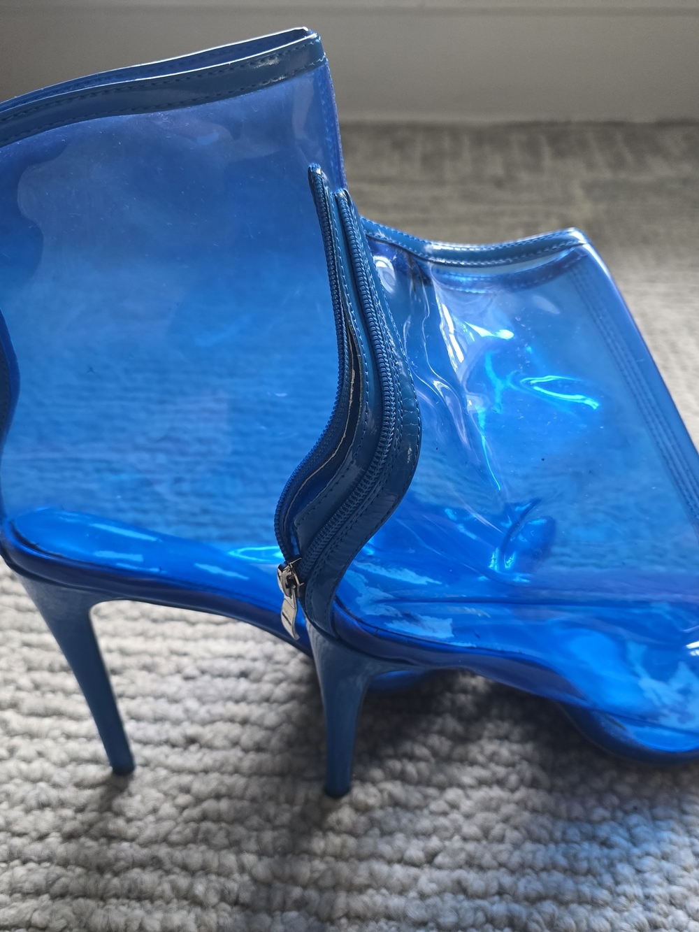 Fashion Nova Electric Blue PVC Stiletto Booties